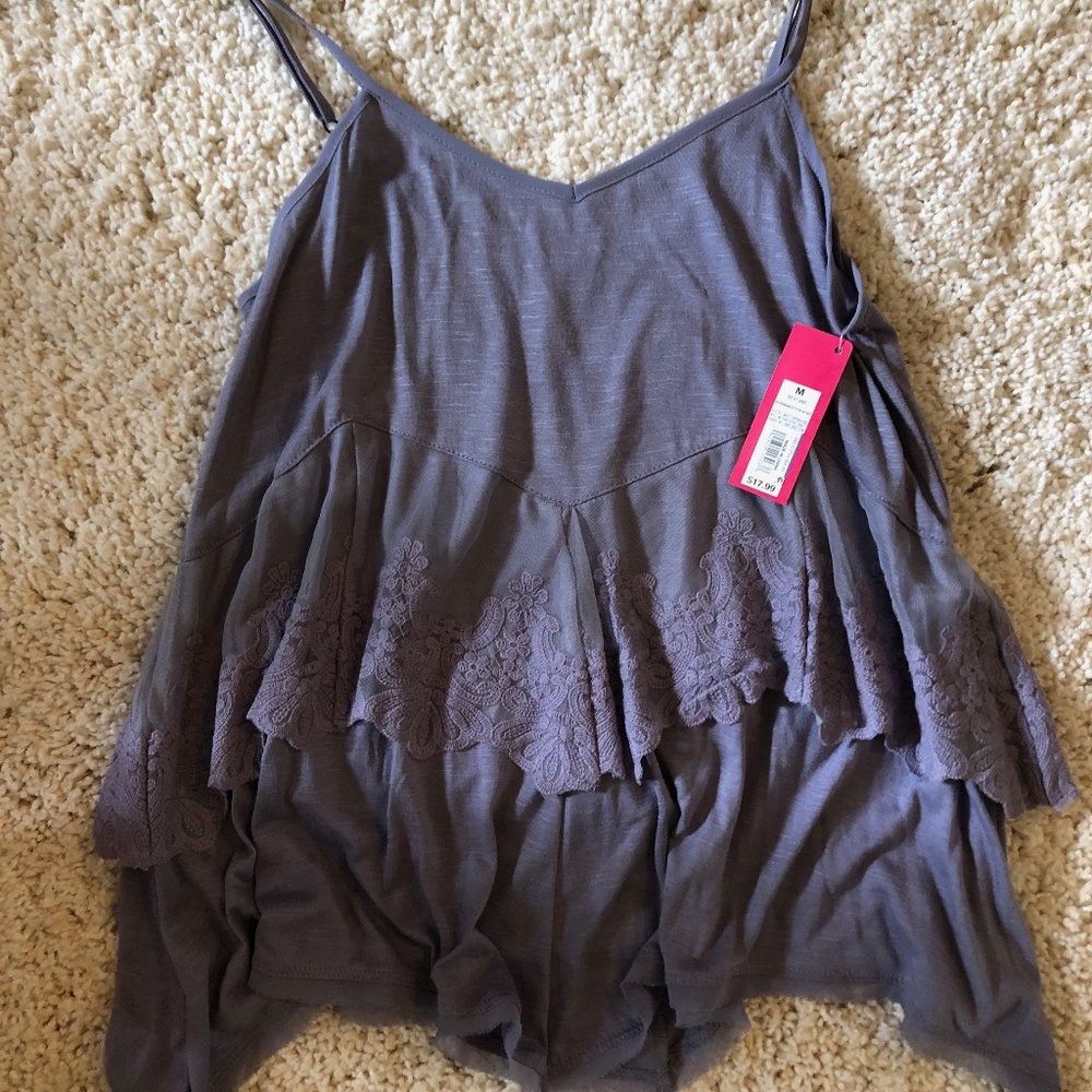 Xhilaration Purple Tank Top with Lace- Tags On